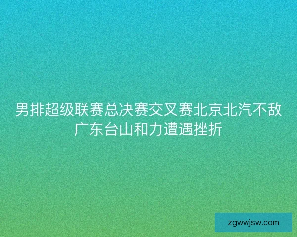 男排超级联赛总决赛交叉赛北京北汽不敌广东台山和力遭遇挫折