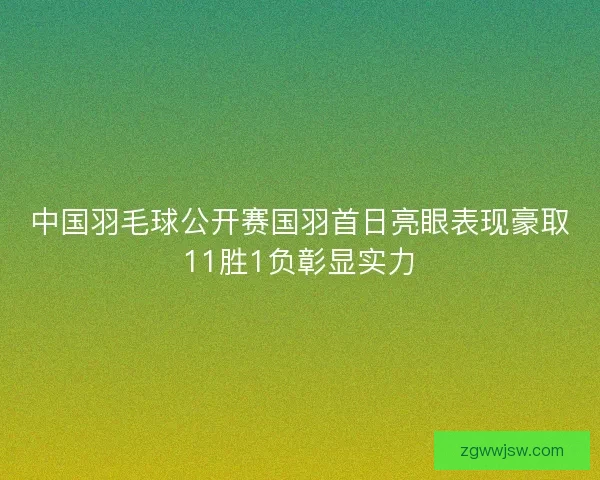 中国羽毛球公开赛国羽首日亮眼表现豪取11胜1负彰显实力